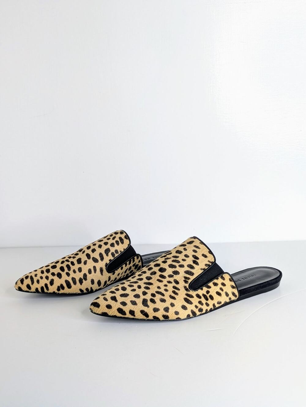 Jenni Kayne Pony Hair Mules 41 Leopard Print Pointed Toe Slip On Flat Italy